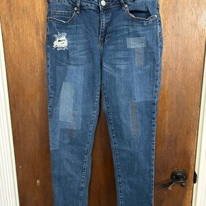 Stylish Blue Jeans with Patchwork